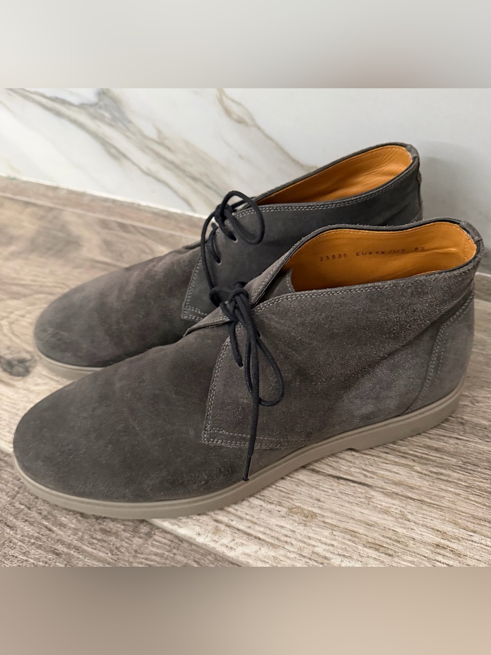 Magnanni Men's Suede Chukka Boots in Charcoal Lace Up Sz 8.5M